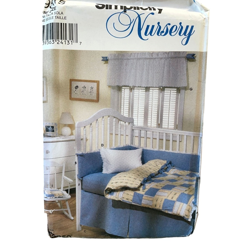 Simplicity Sewing Pattern 9315 Nursery Bedding Valance Seat Cushion